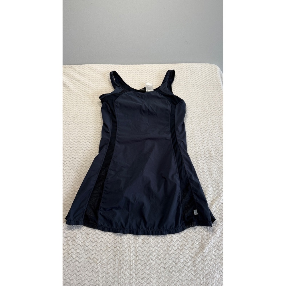 Vintage Nike Dri-FIT Women Black Tennis Dress Built-in Bra Mesh Panels Size L